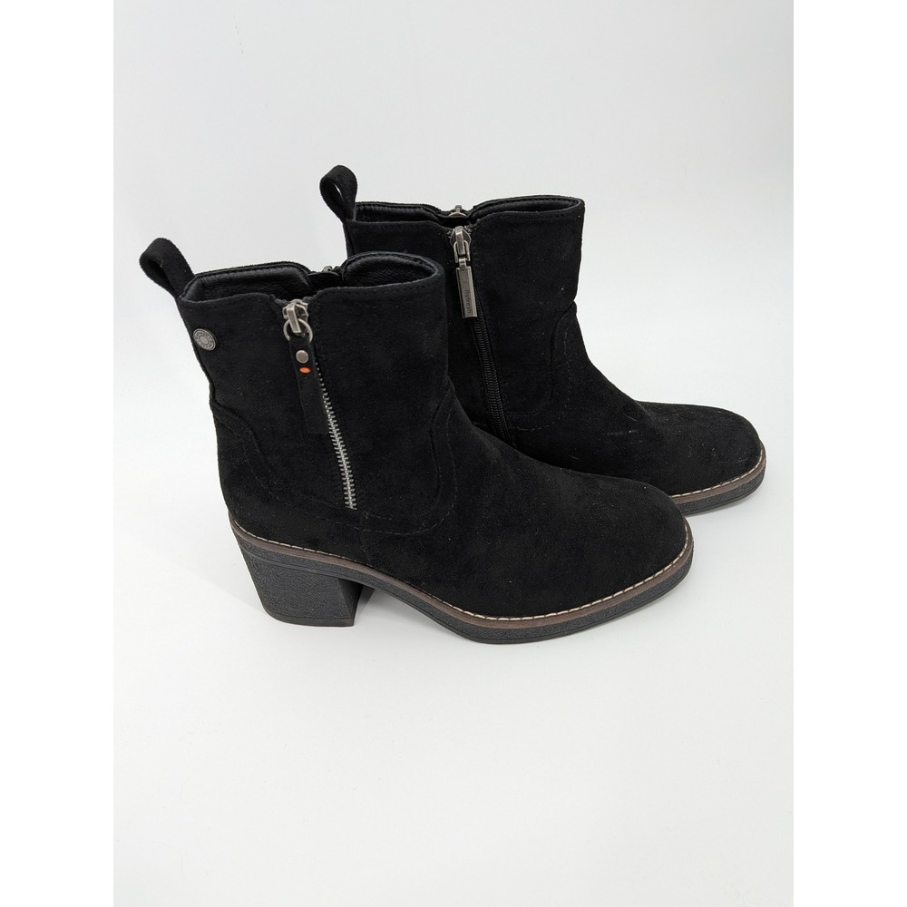 Refresh Boots Women 39 Black Faux Suede Side Zip Block Heel‎ Round Toe Moto